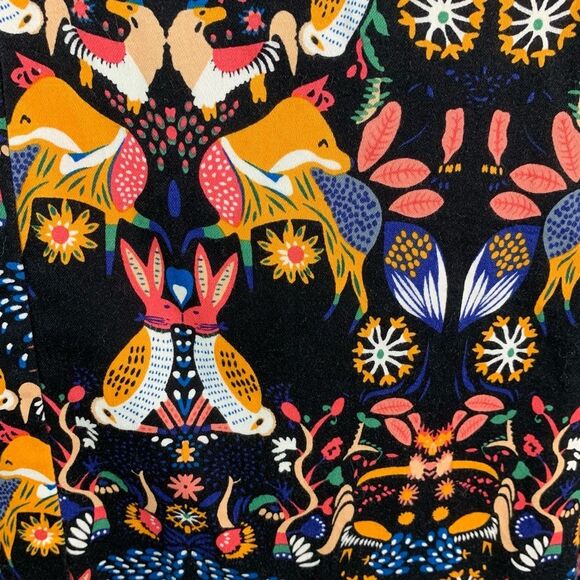 Anthropologie Eva Franco Whimsy Woodland Flora Fauna Pattern Midi Skirt Size 4 - Picture 7 of 12